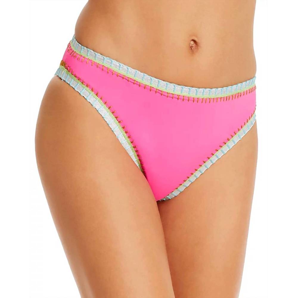 NEW PLATINUM SWIMWEAR stitched scoop bikini bottoms in hot pink